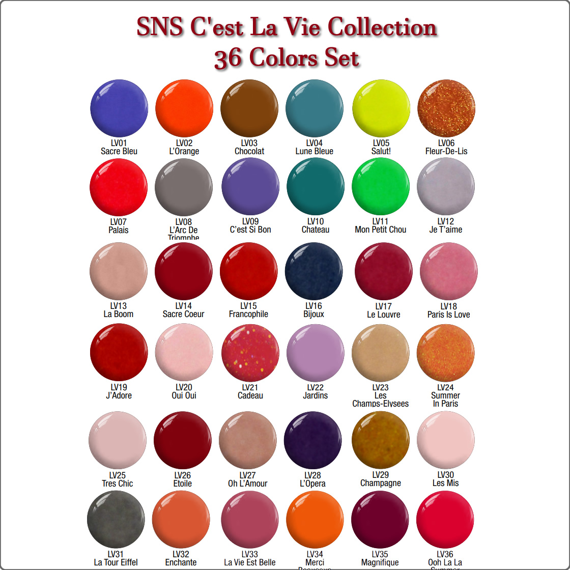 Sns Dip Color Chart