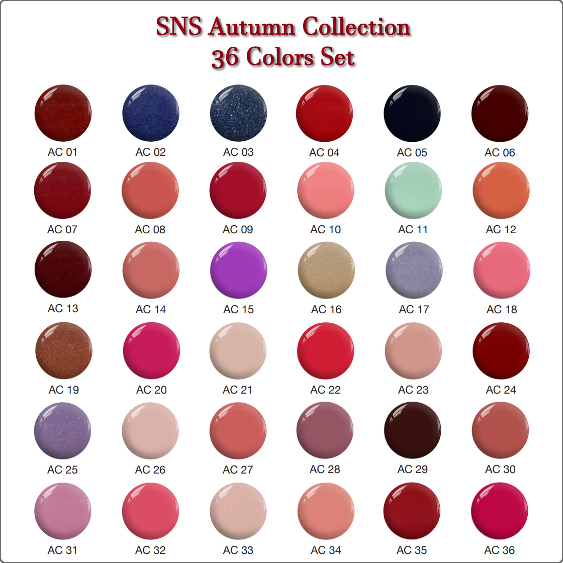 Sns Nail Powder Color Chart