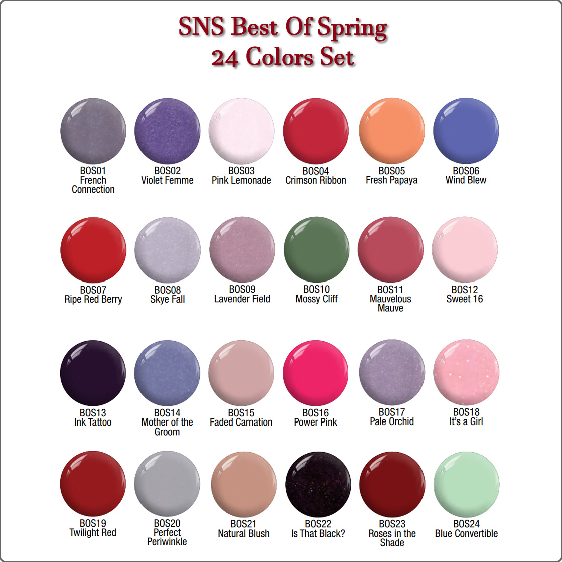 Sns Nail Powder Color Chart